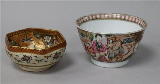 Eighteenth century Chinese tea bowl and a Satsuma bowl